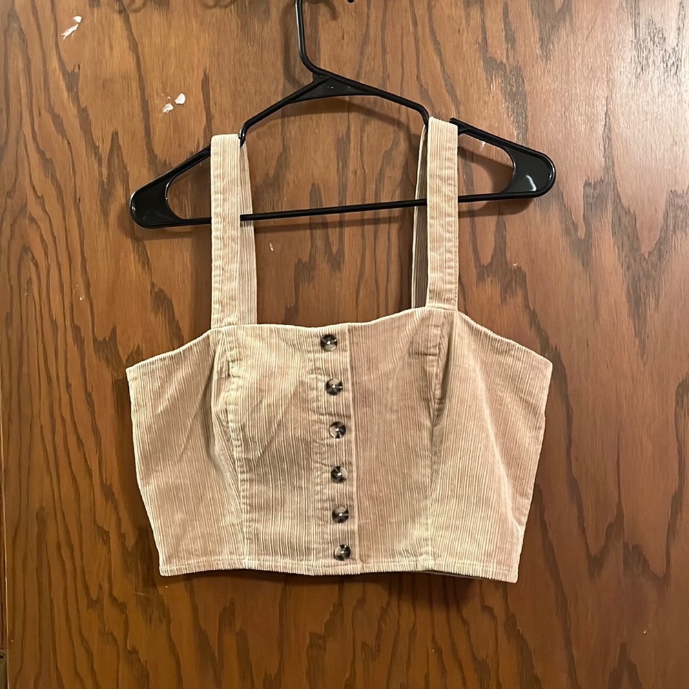 Corduroy tank top with zip up back